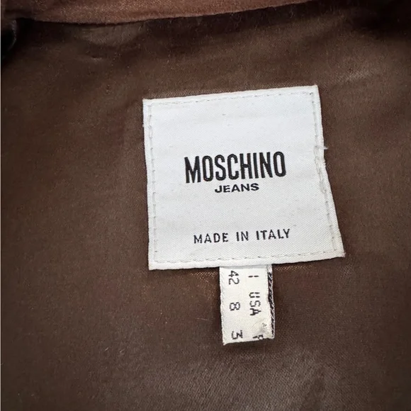 Moschino Jeans Suede ruffle jacket brown, size8 - Picture 4 of 11